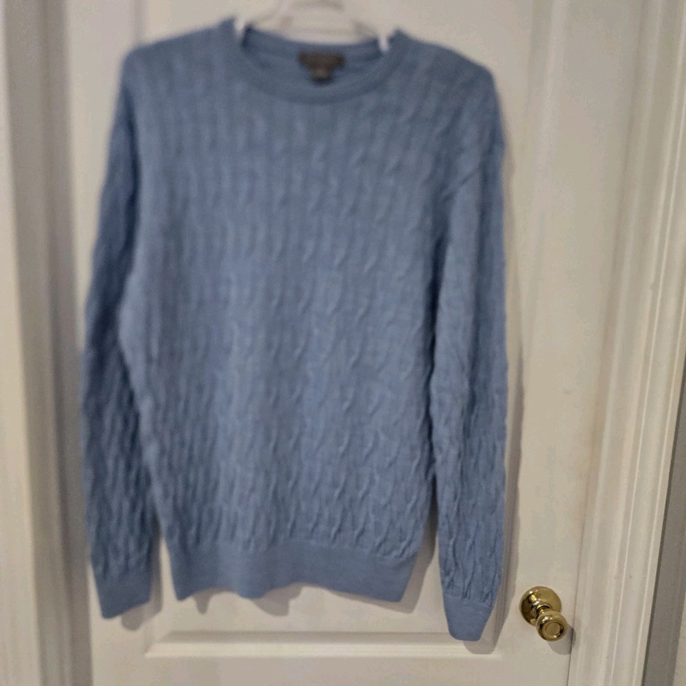 Daniel Cremieux Blue 100% Marino Wool Mens Sweater Large Classic Preppy Money